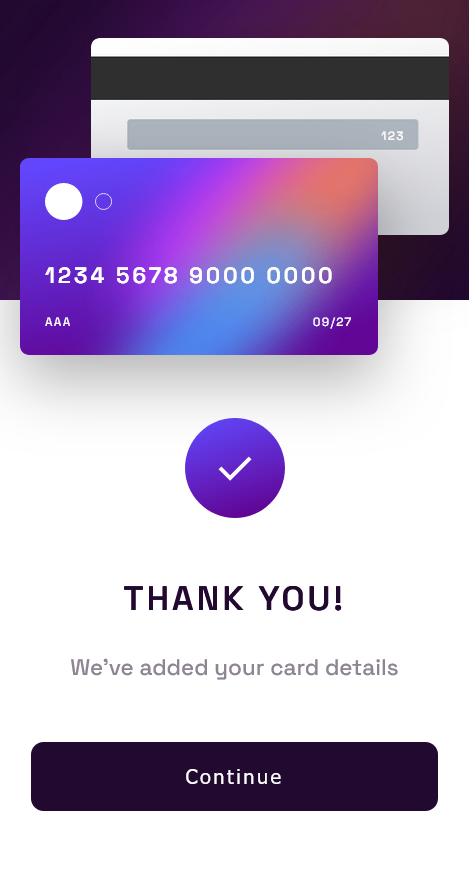 Interactive card details form-thank you on mobile