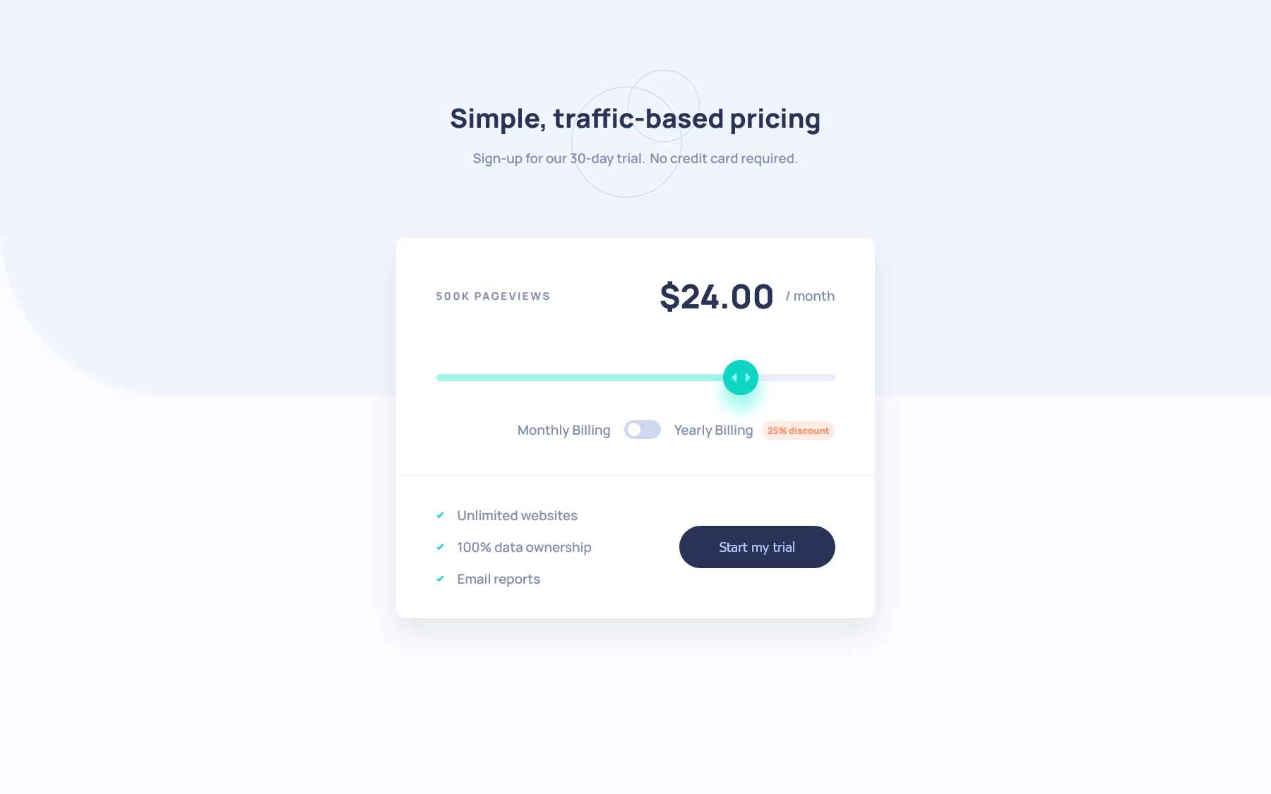 Active interactive pricing component on desktop