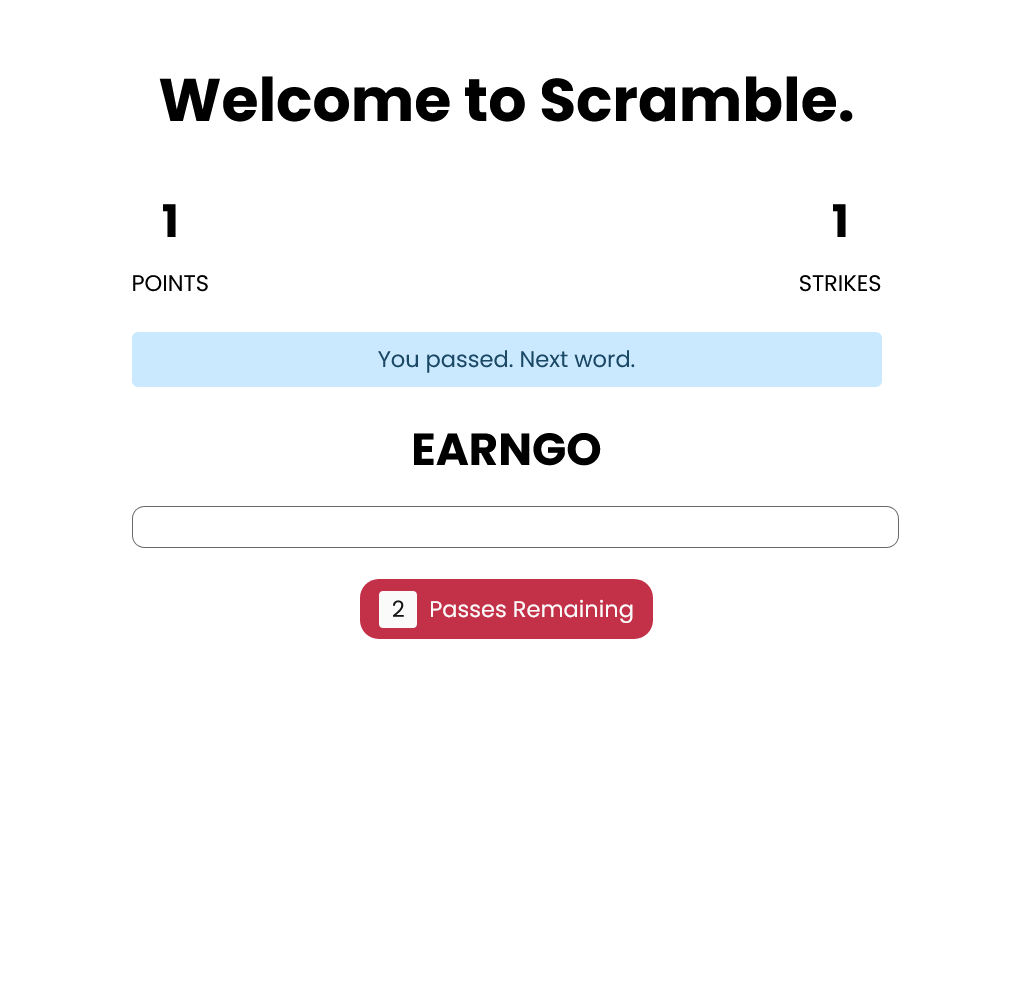 Scramble Words - Pass